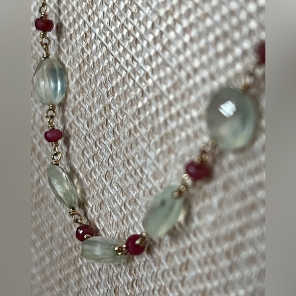 Antiqua Artisan Semi Precious Ruby Drop Pendant & Beads Quartz Stone Gold Fill - Picture 7 of 16
